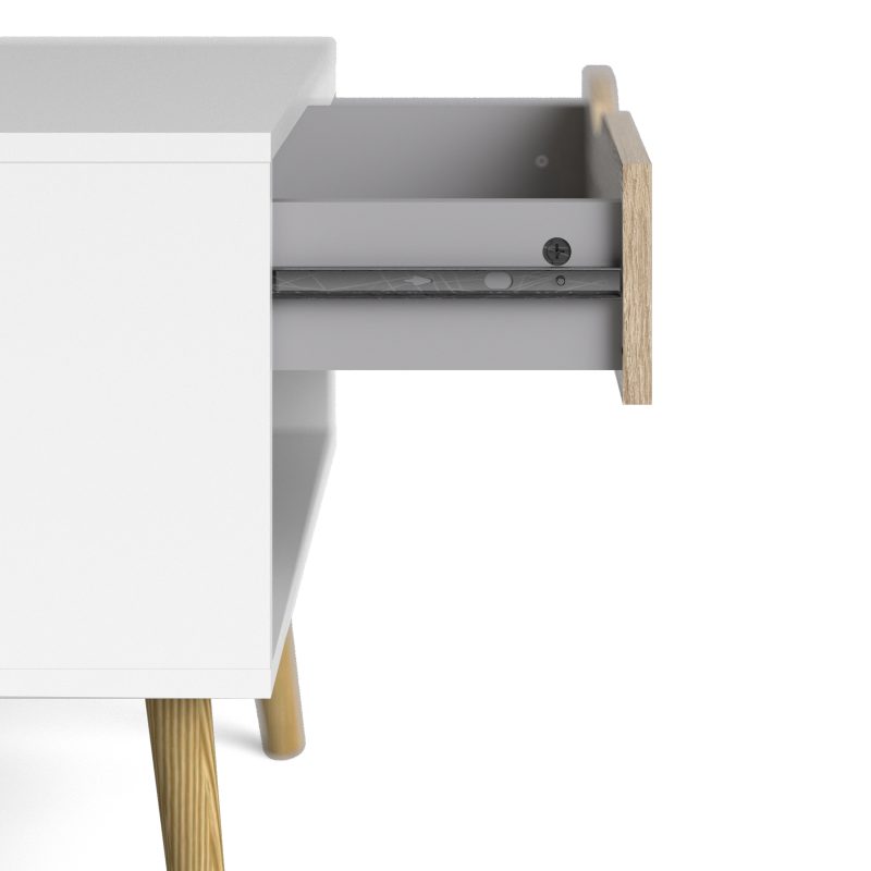 Oslo Bedside 1 Drawer in White and Oak - Image 10