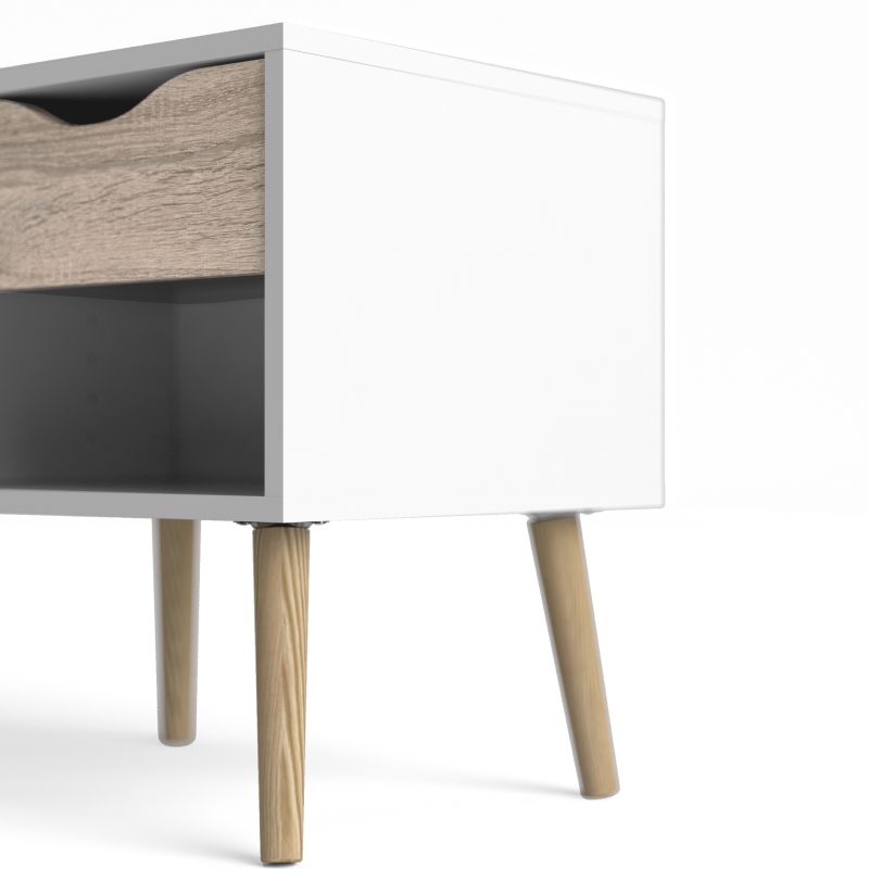 Oslo Bedside 1 Drawer in White and Oak - Image 12