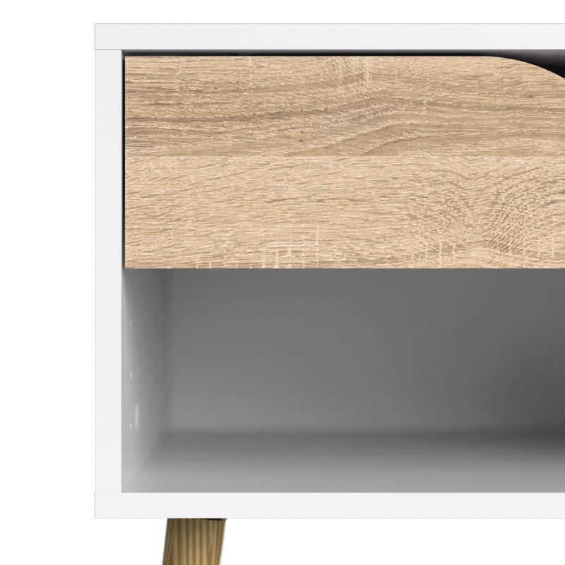Oslo Bedside 1 Drawer in White and Oak - Image 9