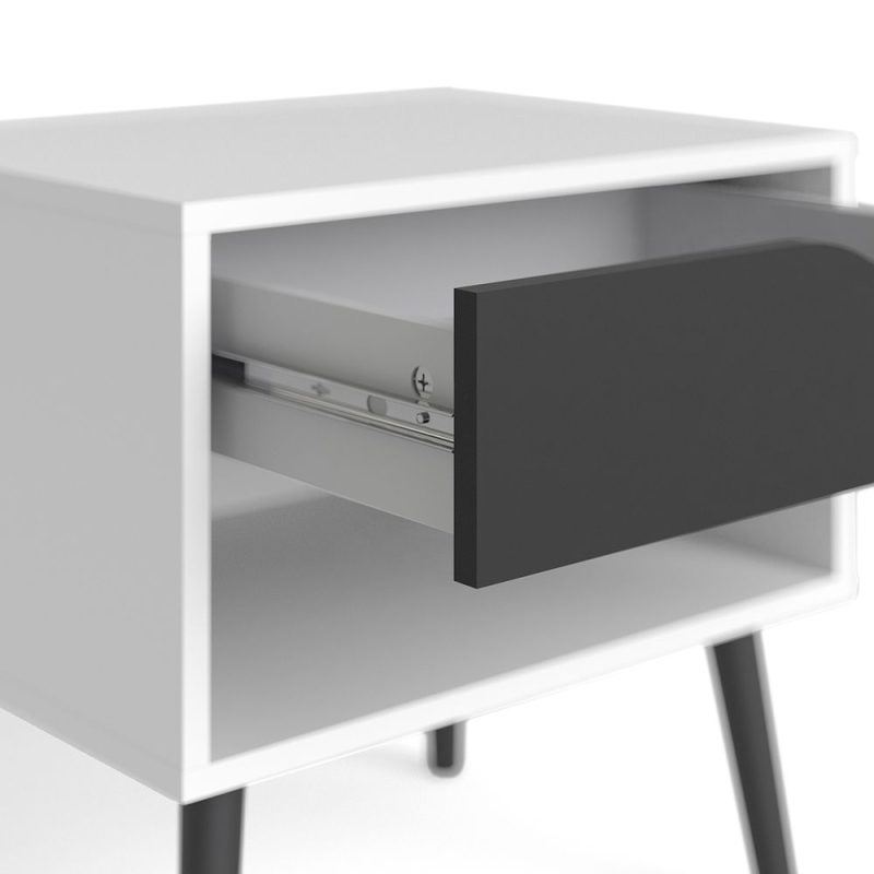 Oslo Bedside 1 Drawer in White and Black Matt - Image 7