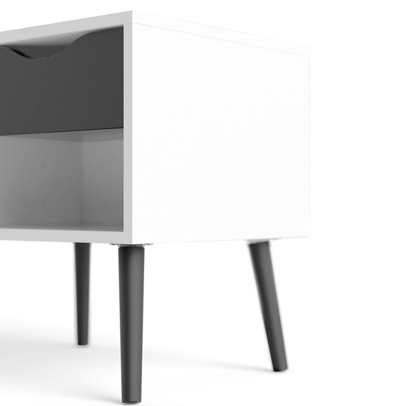 Oslo Bedside 1 Drawer in White and Black Matt - Image 6