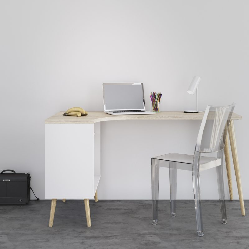 Oslo Desk 2 Drawer in White and Oak - Image 7
