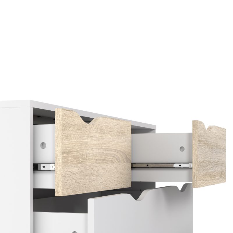 Oslo Chest of 5 Drawers in White and Oak - Image 5