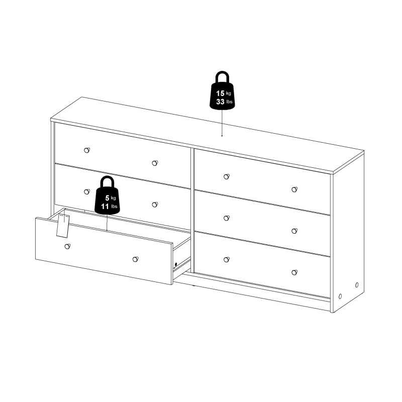 May Chest of 6 Drawers (3+3) in Jackson Hickory Oak - Image 12