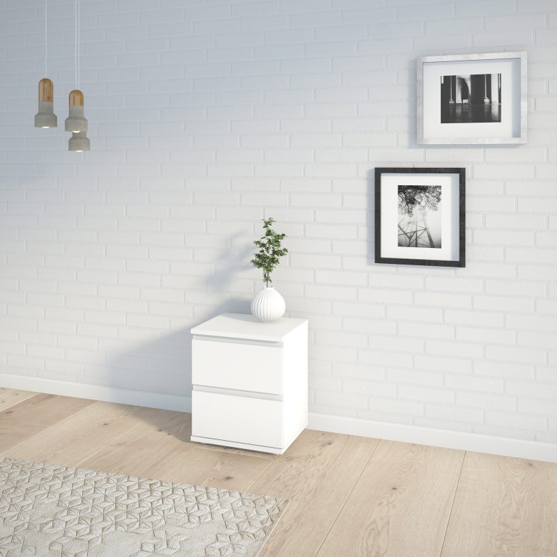 Nova Bedside 2 Drawer in White - Image 5