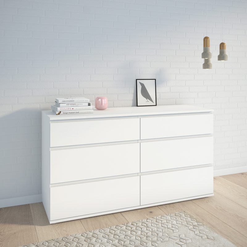 Nova Wide Chest Of 6 Drawers (3+3) In White - Image 5