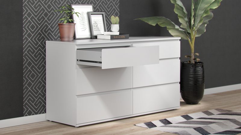 Nova Wide Chest Of 6 Drawers (3+3) In White - Image 6