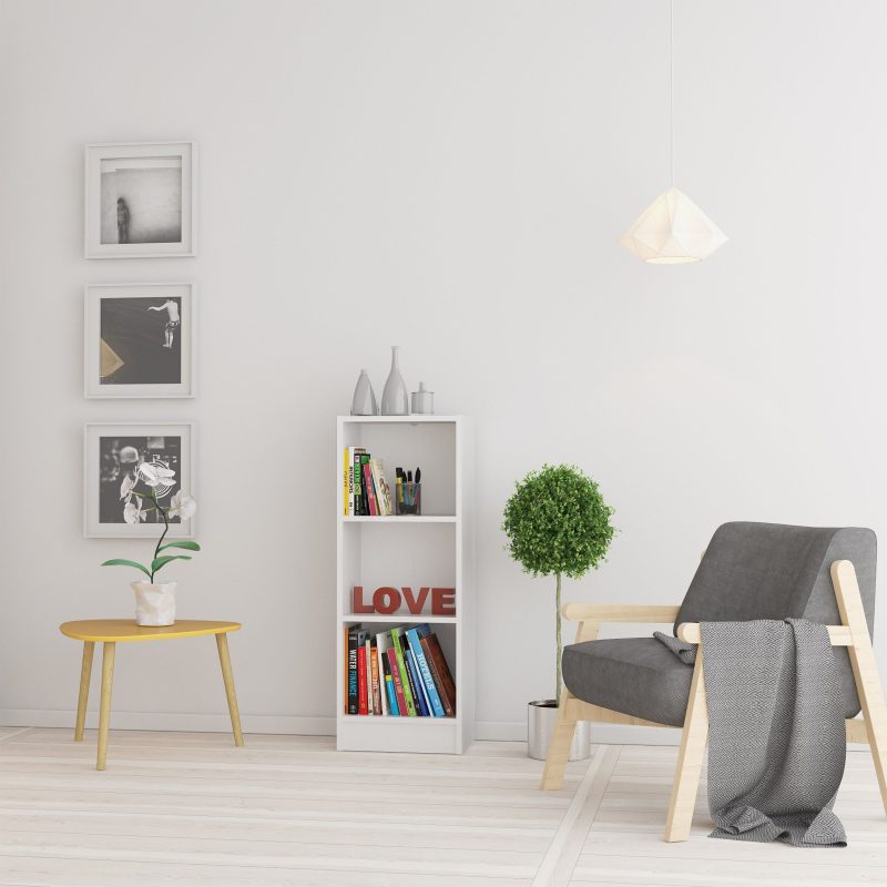 Basic Low Narrow Bookcase (2 Shelves) in White - Image 6