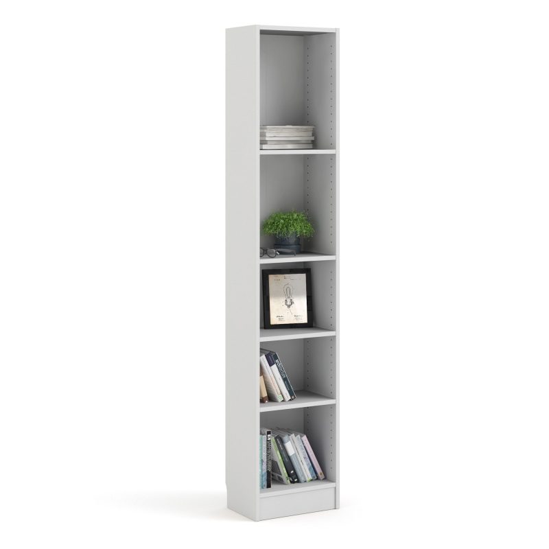 Basic Tall Narrow Bookcase (4 Shelves) in White - Image 5