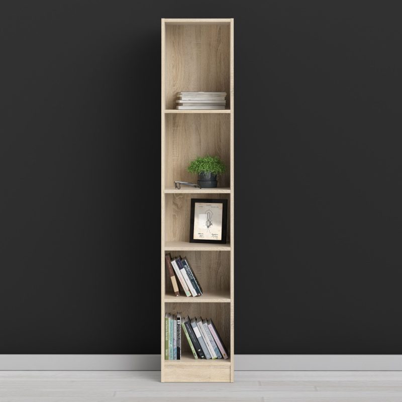 Basic Tall Narrow Bookcase (4 Shelves) in Oak - Image 6