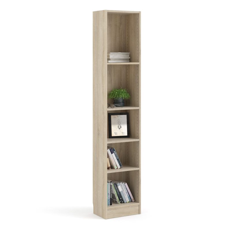 Basic Tall Narrow Bookcase (4 Shelves) in Oak - Image 7