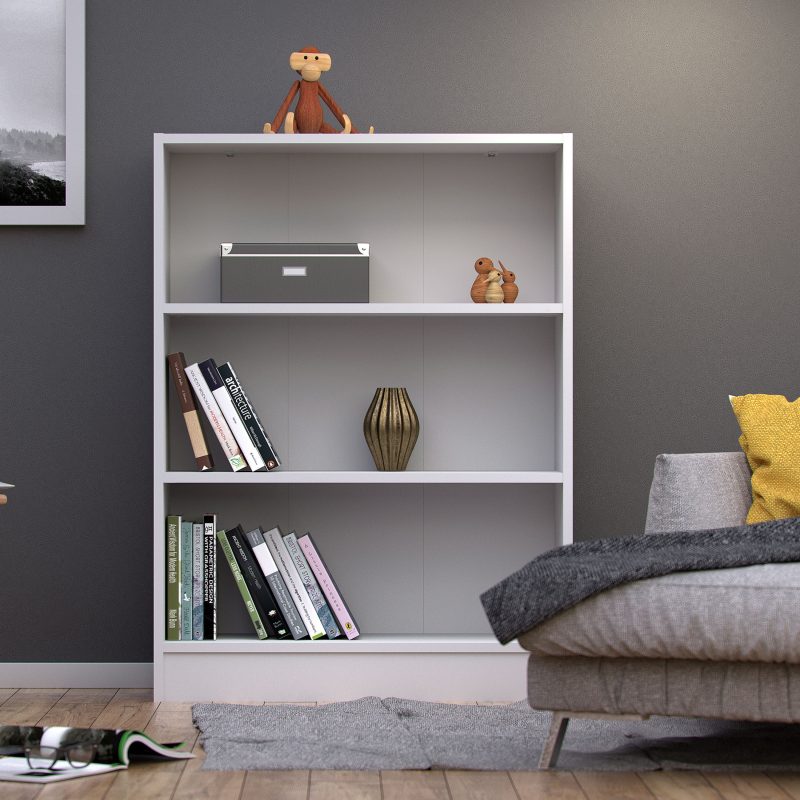 Basic Low Wide Bookcase (2 Shelves) in White - Image 4