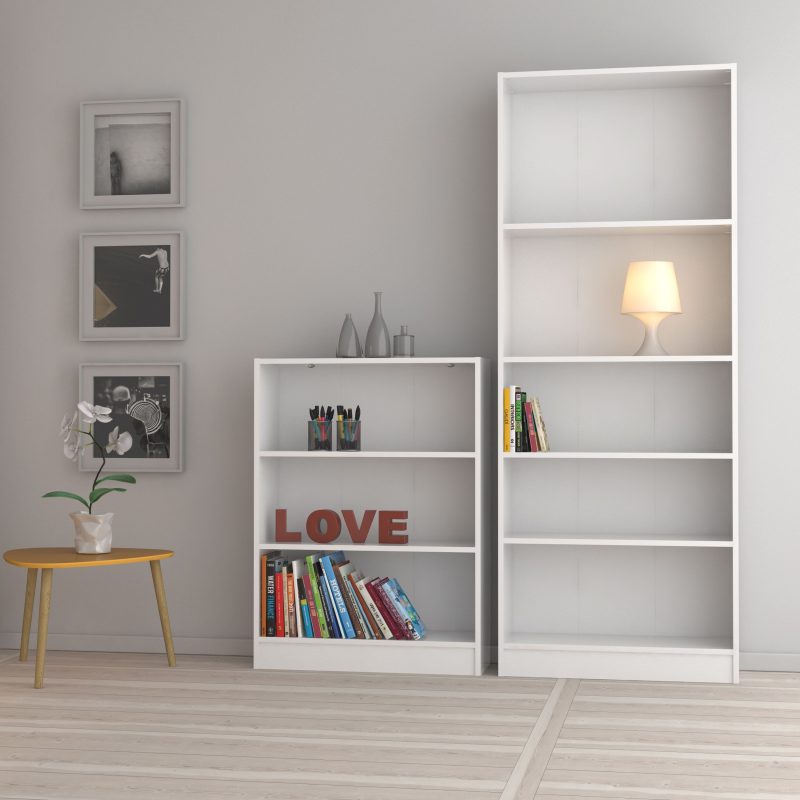 Basic Low Wide Bookcase (2 Shelves) in White - Image 7