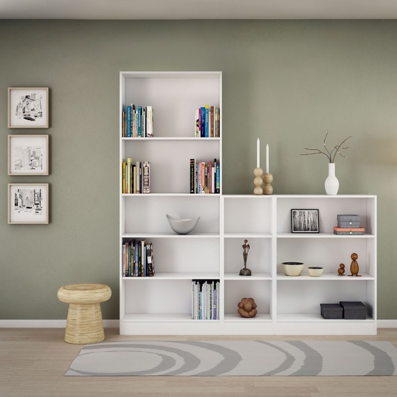 Basic Low Wide Bookcase (2 Shelves) in White - Image 6