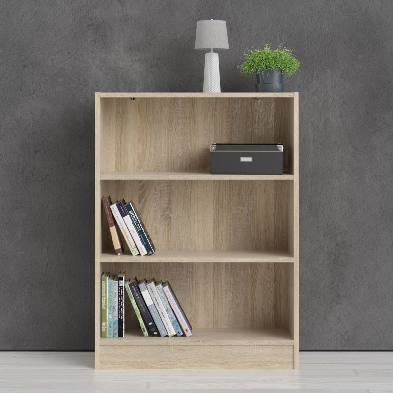 Basic Low Wide Bookcase (2 Shelves) in Oak - Image 7