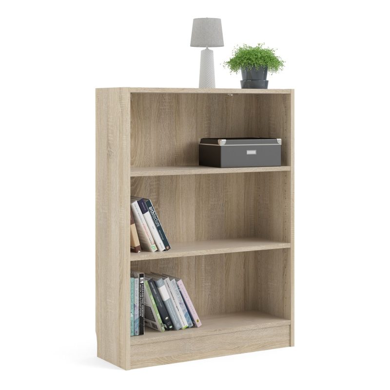 Basic Low Wide Bookcase (2 Shelves) in Oak - Image 8