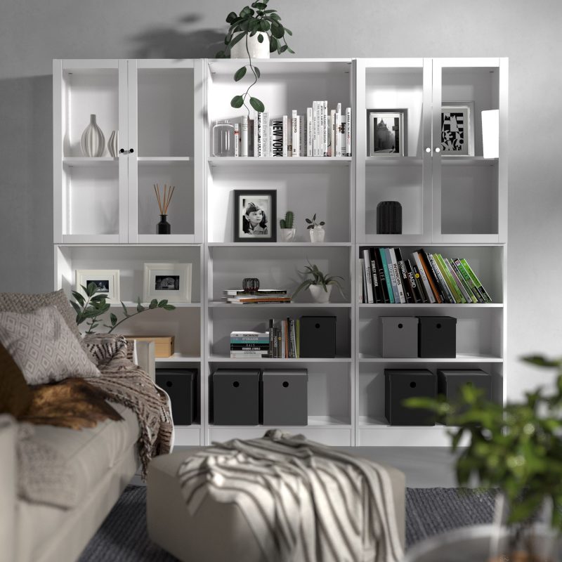 Basic Tall Wide Bookcase (4 Shelves) in White - Image 7