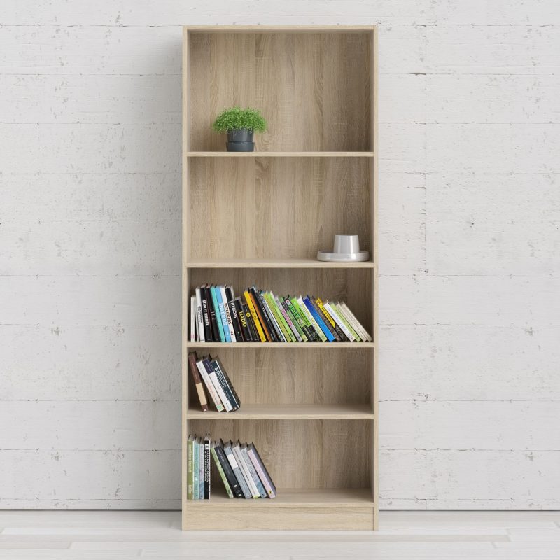 Basic Tall Wide Bookcase (4 Shelves) in Oak - Image 7