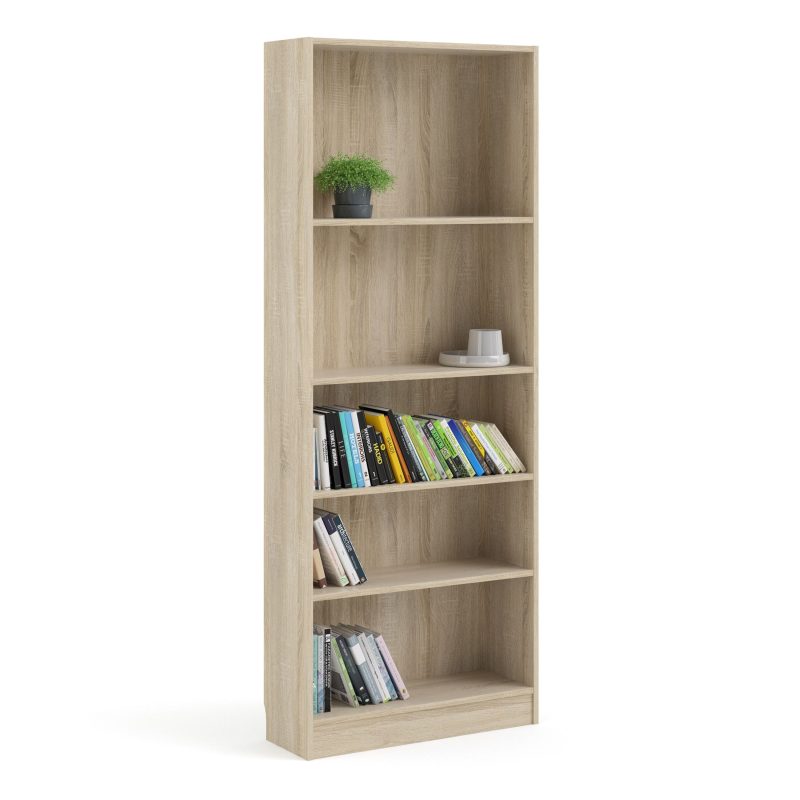 Basic Tall Wide Bookcase (4 Shelves) in Oak - Image 8