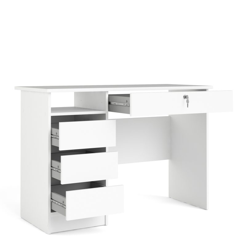 Function Plus Desk (3+1) Handle Free Drawer In White - Image 4