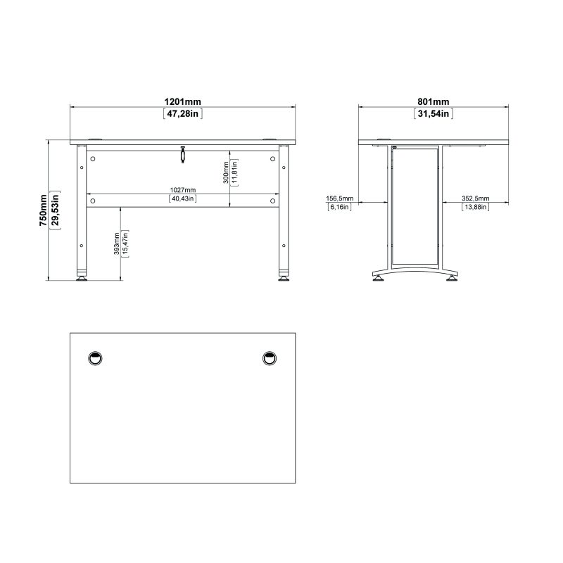 Prima Desk 120cm in Oak with White Legs - Image 7
