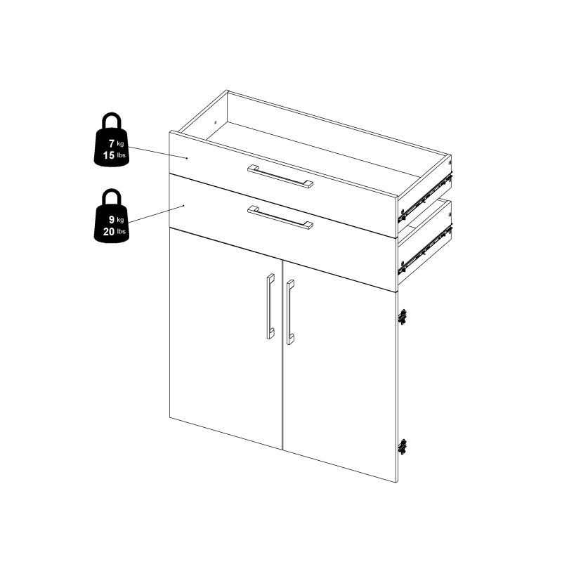 Prima Bookcase 3 Shelves With 2 Drawers And 2 Doors In Black Woodgrain - Image 8