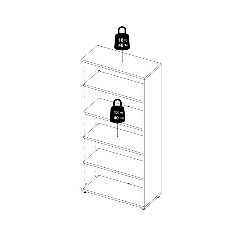 Prima Bookcase 2 Shelves with 2 Drawers and 2 Doors in Oak - Image 15