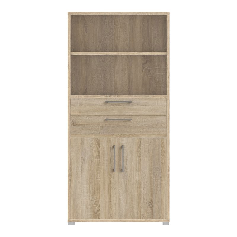 Prima Bookcase 2 Shelves with 2 Drawers and 2 Doors in Oak - Image 3