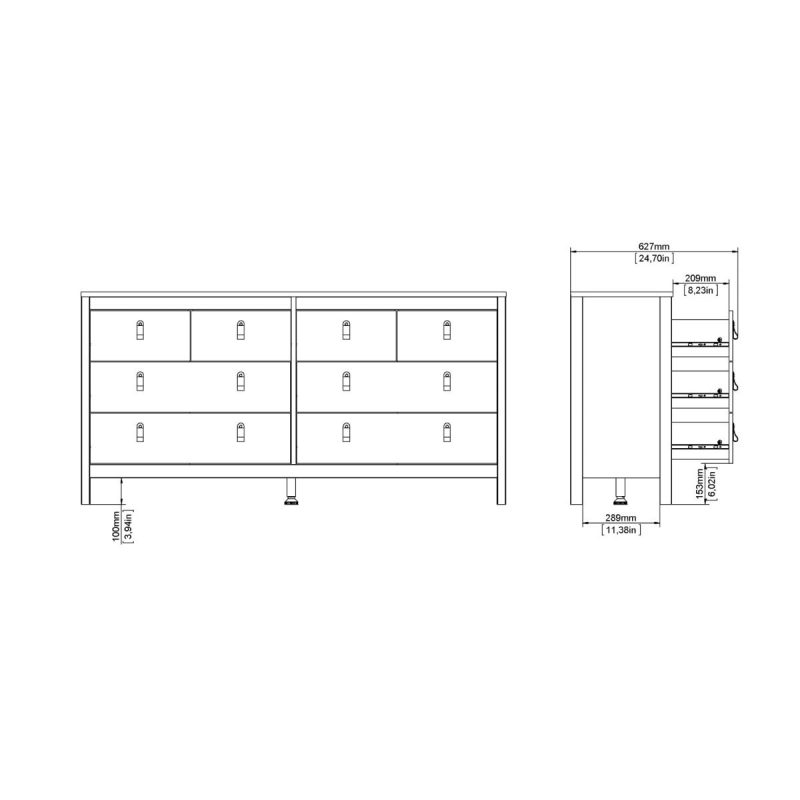 Barcelona Double Dresser 4+4 Drawers in White - Image 11