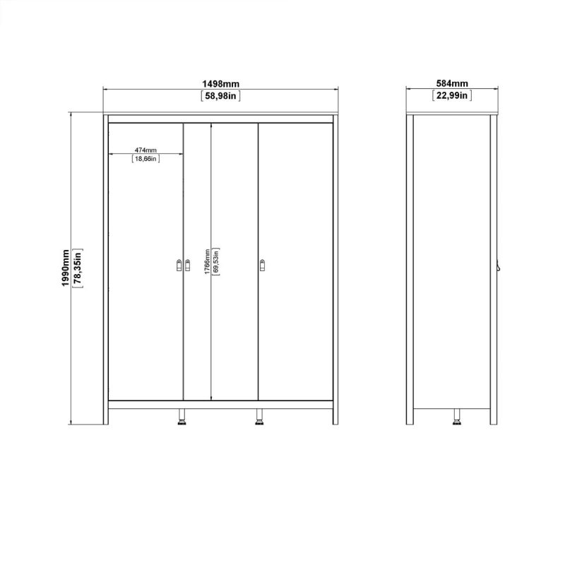 Barcelona Wardrobe with 3 Doors in White - Image 10