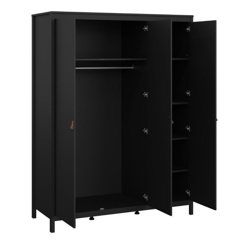 Barcelona Wardrobe with 3 Doors in Matt Black - Image 5