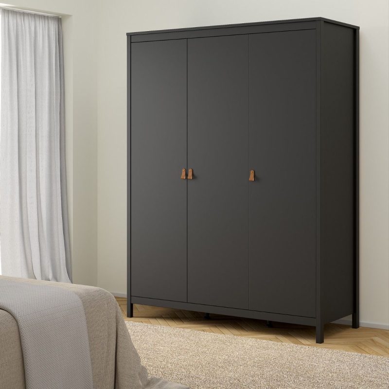 Barcelona Wardrobe with 3 Doors in Matt Black - Image 6