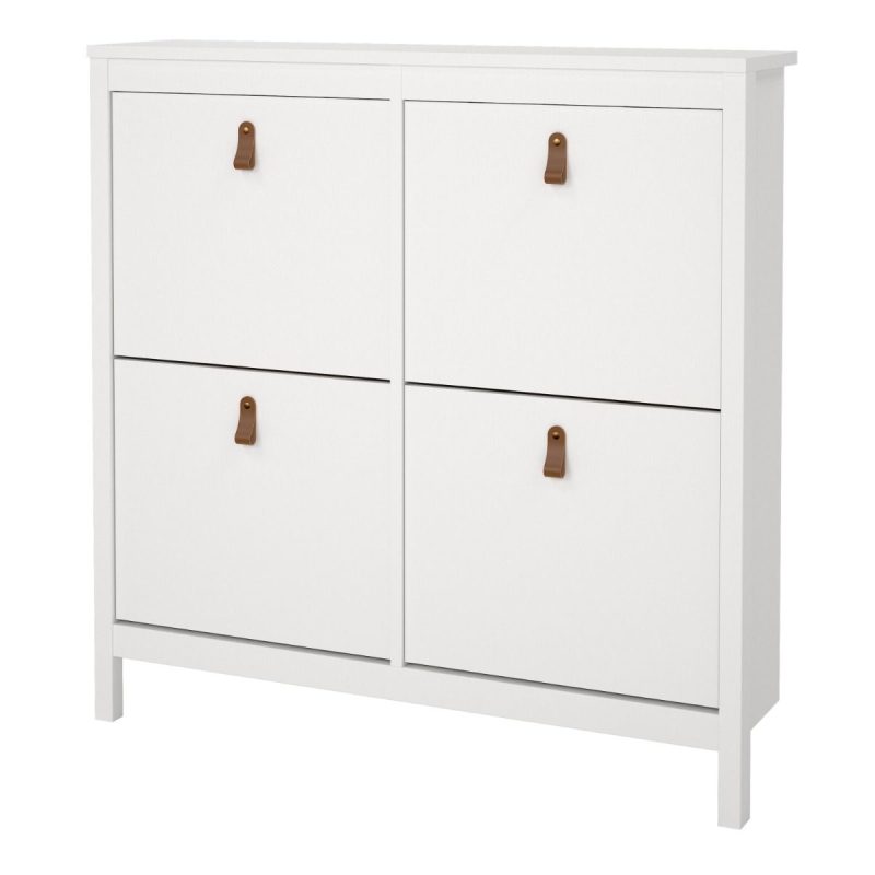 Barcelona Shoe Cabinet 4 Flip Down Doors in White - Image 3