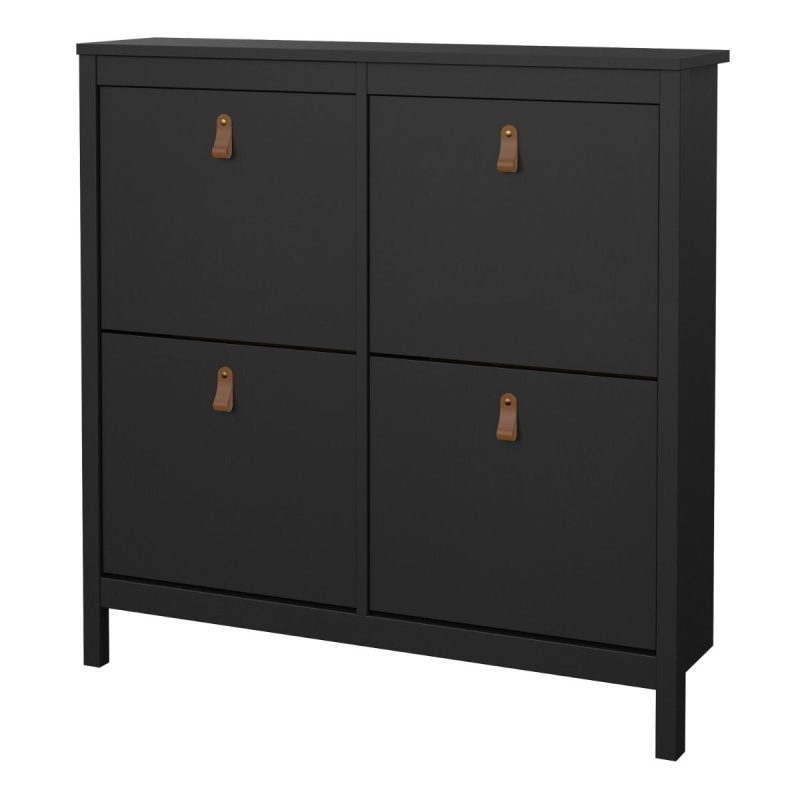 Barcelona Shoe Cabinet 4 Flip Down Doors in Matt Black - Image 3