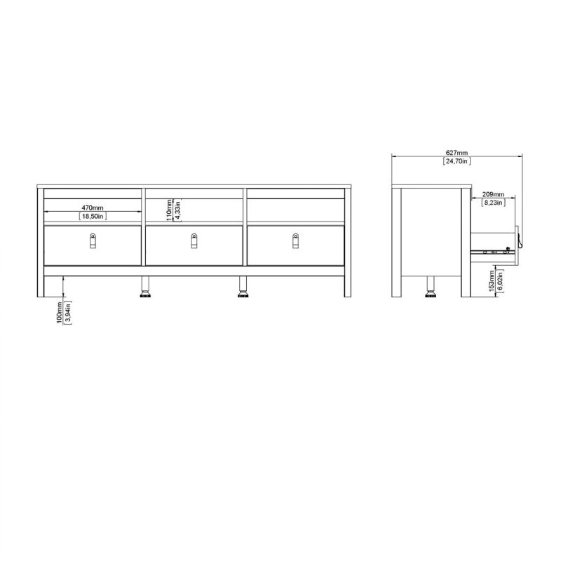 Barcelona Tv Unit 3 Drawers in White - Image 11