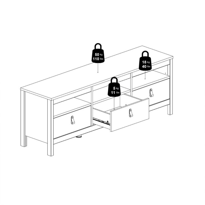 Barcelona Tv Unit 3 Drawers in White - Image 12