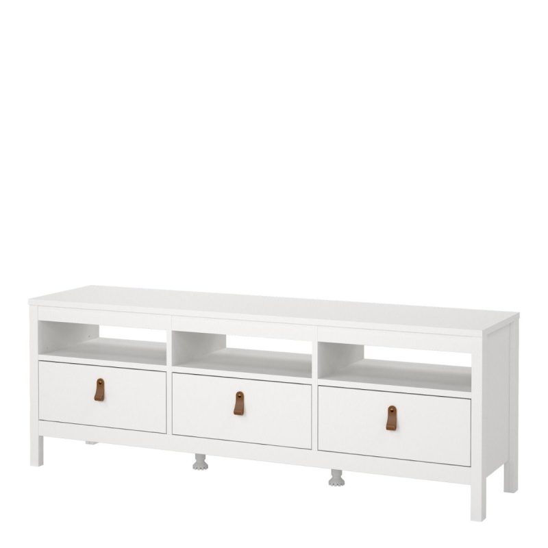 Barcelona Tv Unit 3 Drawers in White - Image 3