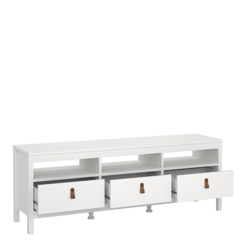 Barcelona Tv Unit 3 Drawers in White - Image 5