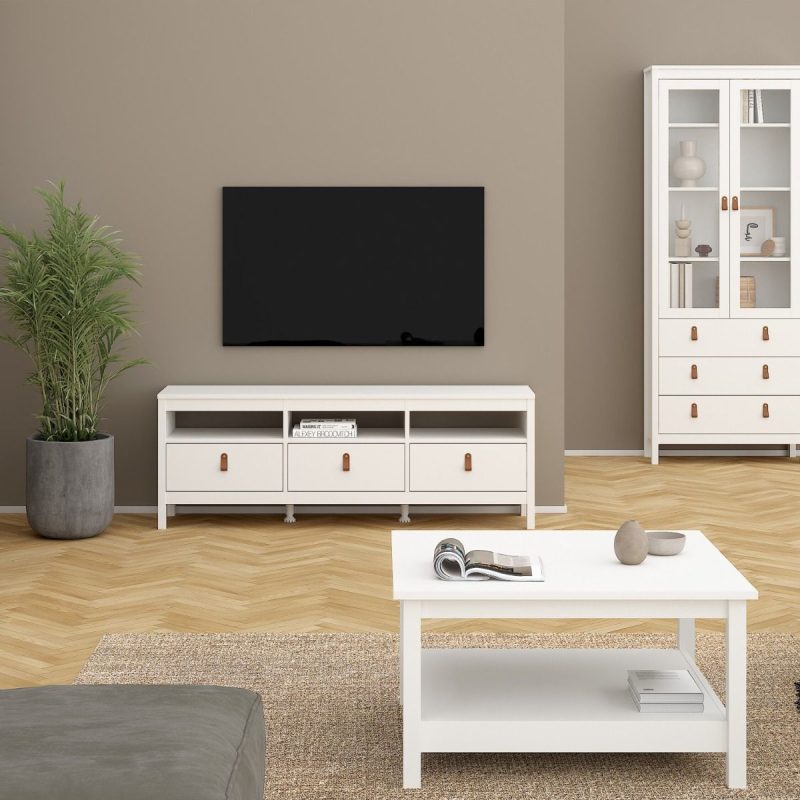 Barcelona Tv Unit 3 Drawers in White - Image 6