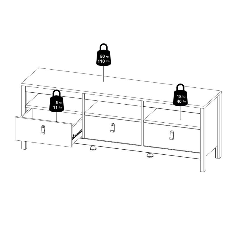 Barcelona TV Unit 3 Drawers in Matt Black - Image 12