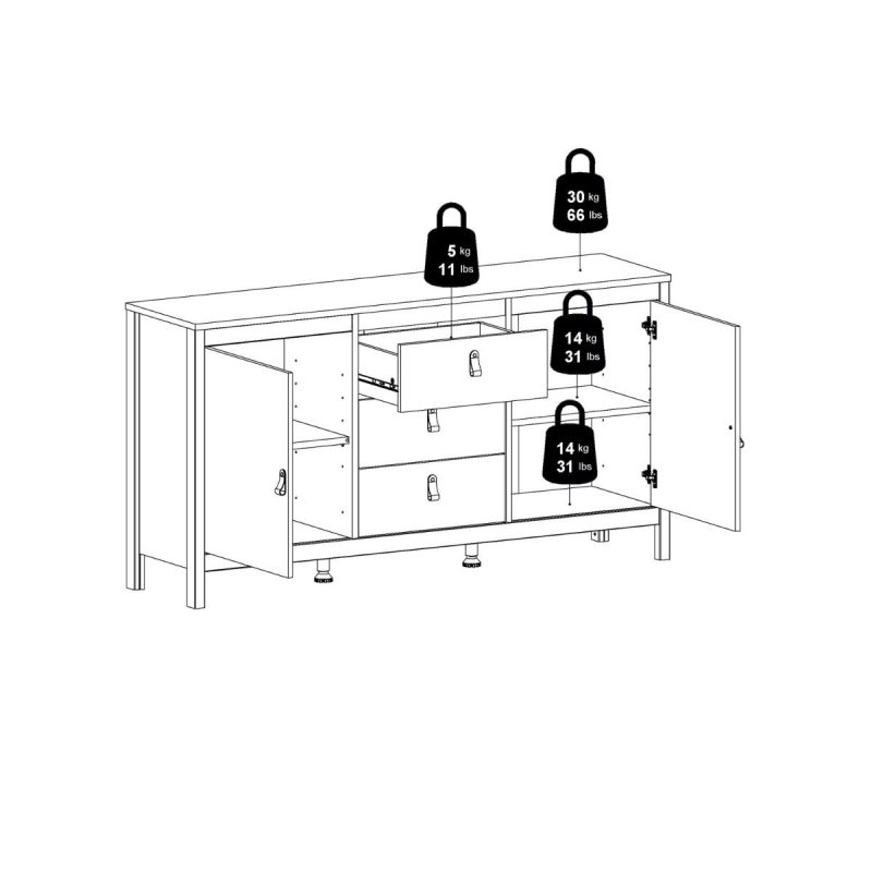 Barcelona Sideboard 2 Doors 3 Drawers in White - Image 12