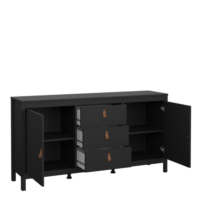 Barcelona Sideboard 2 Doors 3 Drawers in Matt Black - Image 5