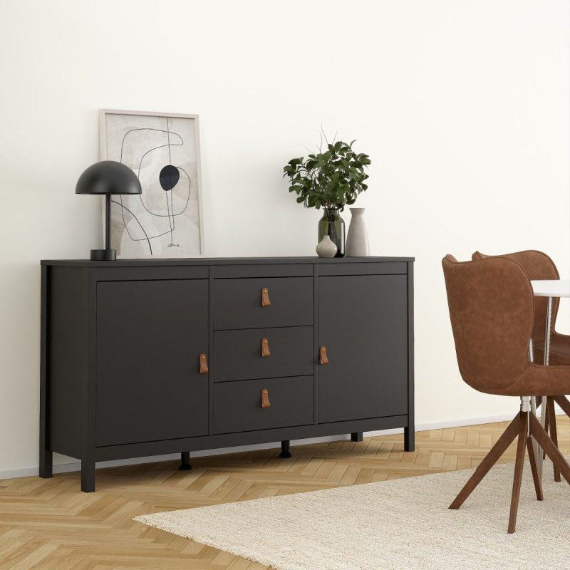 Barcelona Sideboard 2 Doors 3 Drawers in Matt Black - Image 7