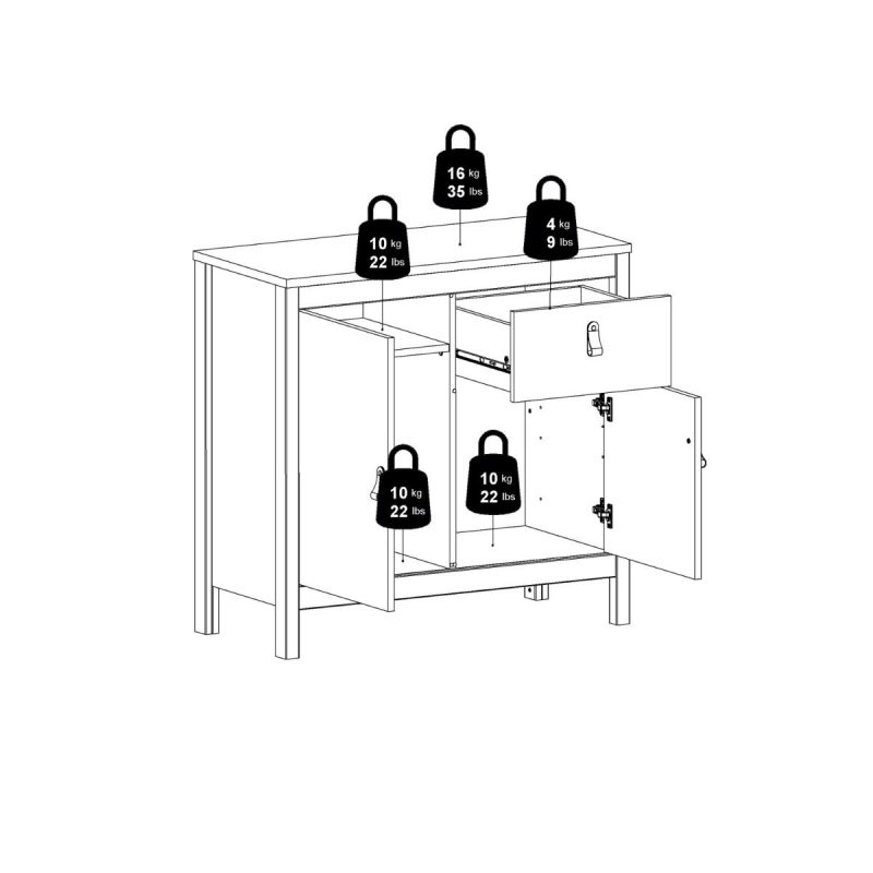 Barcelona Sideboard 2 Doors 1 Drawer in White - Image 11