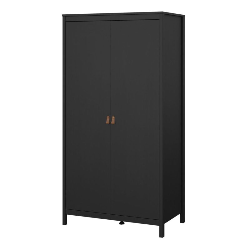 Barcelona Wardrobe with 2 Doors in Matt Black - Image 3