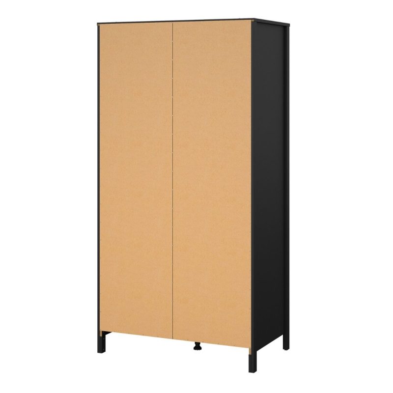 Barcelona Wardrobe with 2 Doors in Matt Black - Image 4