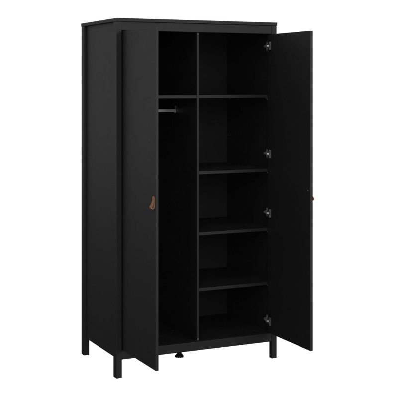 Barcelona Wardrobe with 2 Doors in Matt Black - Image 5