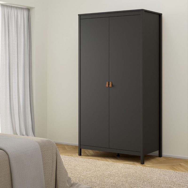 Barcelona Wardrobe with 2 Doors in Matt Black - Image 6