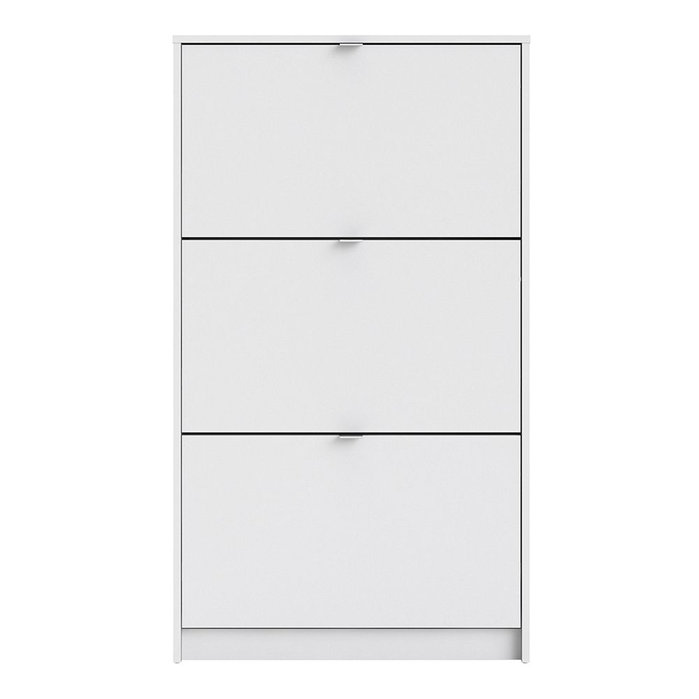 Shoes Shoe Cabinet  W. 3 Tilting Doors And 2 Layers White