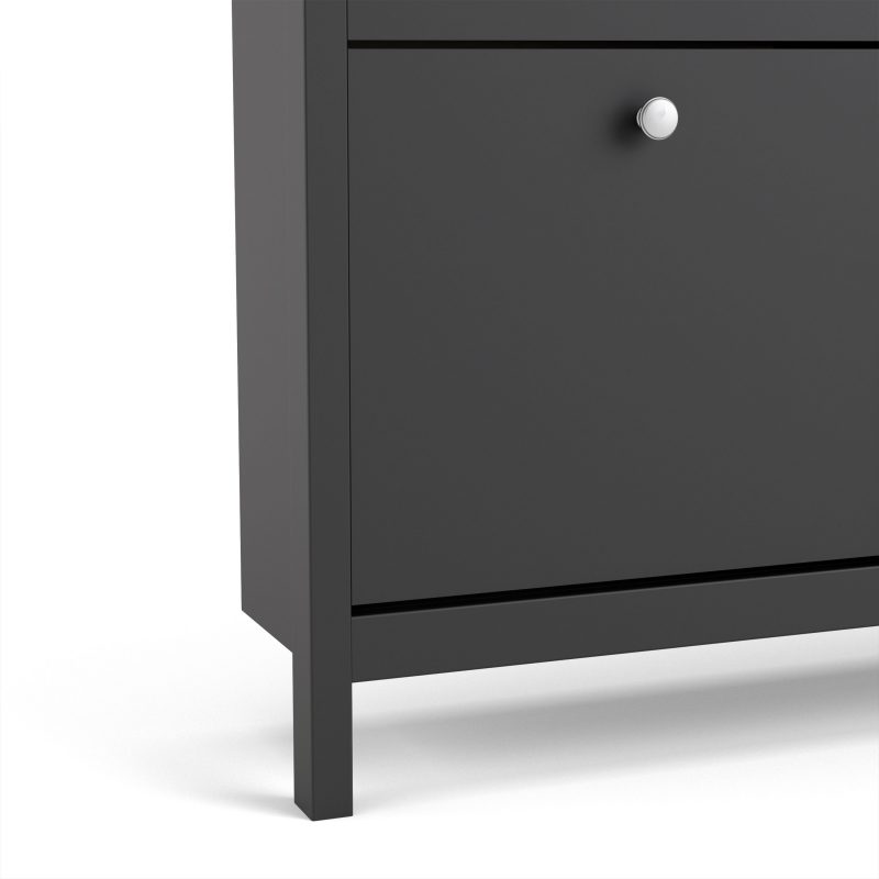 Madrid Shoe Cabinet 4 Flip Down Doors in Matt Black - Image 4